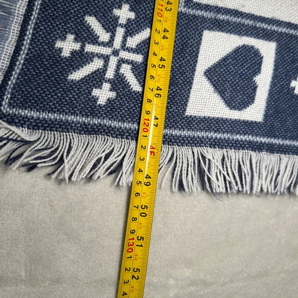 Vintage Welcome to Snowtown Snowman Family Throw Tapestry Blanket Blue Gray EUC‎